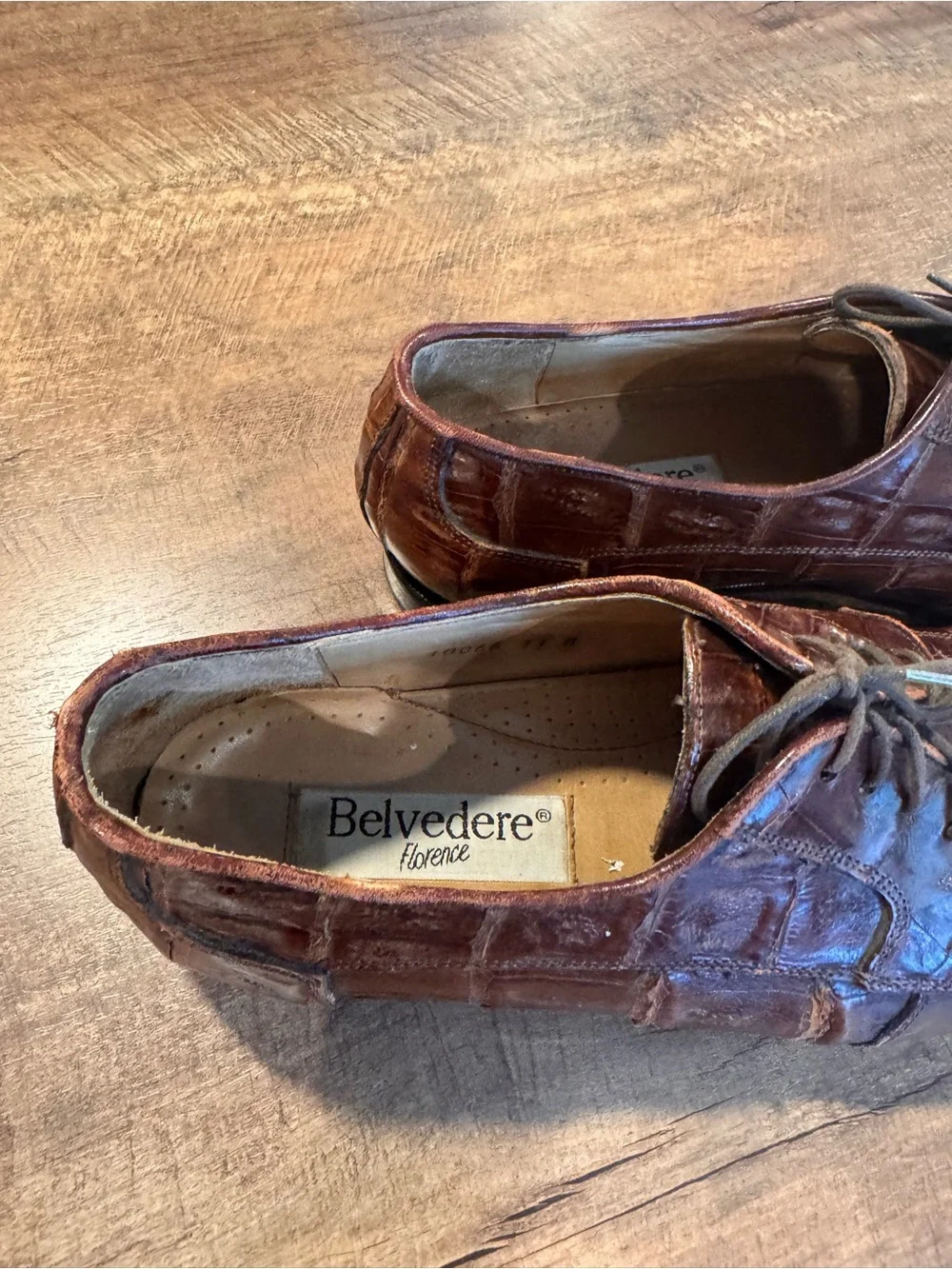 Belvedere Florence Men’s 11 M Genuine Crocodile Leather Brown Oxford Shoes Italy